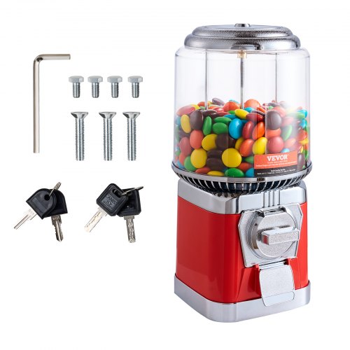 VEVOR Gumball Machine for Kids, 16"H Home Candy Vending Machine, PC Round Gumball Dispenser, Bubble Gum Machine for Game Stores, Coin Operated Gumball