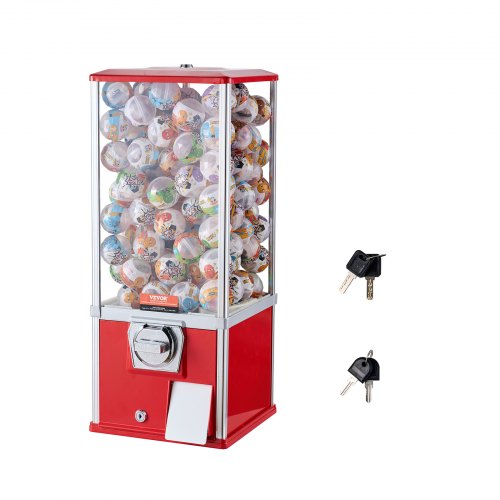 VEVOR Gumball Machine for Kids, 25" Height Home Vending Machine, PS Bouncy Balls Dispenser, Hold 230 Capsule Toys, Rectangle Bubble Gum Machine for Ga
