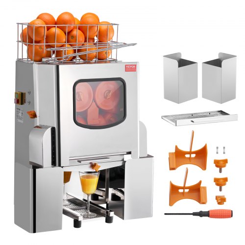 VEVOR Commercial Orange Juicer Machine, 120W Automatic Juice Extractor, Stainless Steel Orange Squeezer 20 Oranges-Minute, with Pull-Out Filter Box, S
