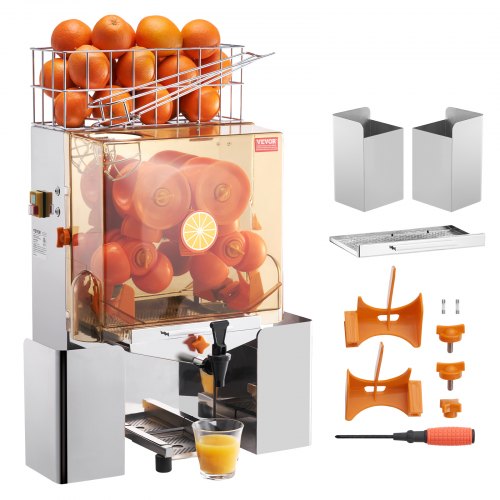 VEVOR Commercial Orange Juicer Machine, 120W Automatic Juice Extractor with Water Tap, Stainless Steel Orange Squeezer 20 Oranges-Minute, with Pull-Ou