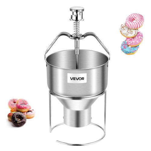 VEVOR Donut Depositor, Large Capacity Manual Donuts Dropper, 304 Stainless Steel Commercial Batter Dispenser, 6 Thicknesses Adjustment Doughnut Hopper