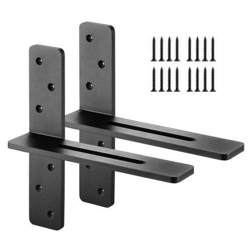 VEVOR T Shelf Brackets 2 Pcs, 200 lbs-90 kg Weight Capacity, 12x2.89x12 in - 304.8x73.5x304.8 mm, Solid Steel Heavy Duty Brackets for Shelves, Counter