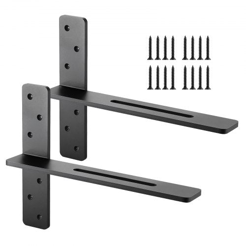 VEVOR T Shelf Brackets 2 Pcs, 200 lbs-90 kg Weight Capacity, 16x2.89x12 in - 406.4x73.5x304.8 mm, Solid Steel Heavy Duty Brackets for Shelves, Counter