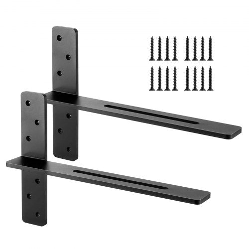 VEVOR T Shelf Brackets 2 Pcs, 200 lbs-90 kg Weight Capacity, 18x2.89x12 in - 457.2x73.5x304.8 mm, Solid Steel Heavy Duty Brackets for Shelves, Counter