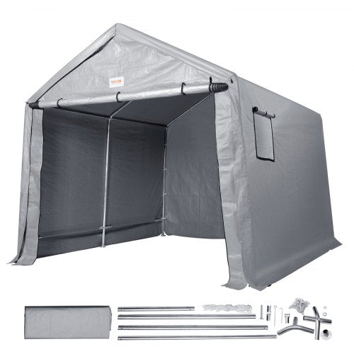 VEVOR Portable Outdoor Storage Shelter Shed, 8 x 14 x 7.6 ft Heavy Duty Instant Storage Tent Garage Sheds with Roll-up Zipper Door and Ventilated Wind