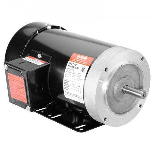VEVOR 2HP Electric Motor 3450 rpm, AC 230V-460V, 56C Frame, Air Compressor Motor 3-Phase, 5-8" Keyed Shaft, CW-CCW Rotation for Agricultural Machinery