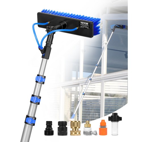 VEVOR Water Fed Pole Kit, 20FT Solar Panel Cleaning Pole with Extendable Handle, 180° Rotatable Brush Head & 65.6FT Hose, Household & Outdoor Window C