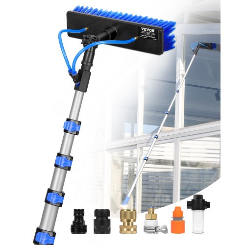 VEVOR Water Fed Pole Kit, 24FT Solar Panel Cleaning Pole with Extendable Handle, 180° Rotatable Brush Head & 65.6FT Hose, Household & Outdoor Window C