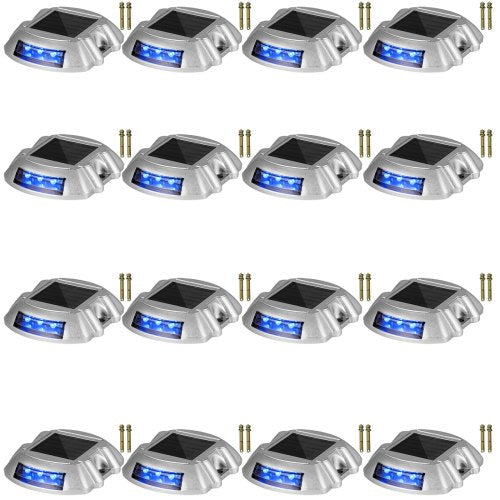 VEVOR Driveway Lights 16-Pack, Solar Driveway Lights with Switch Button, Solar Deck Lights Waterproof, Wireless Dock Lights 6 LEDs for Path Warning Ga