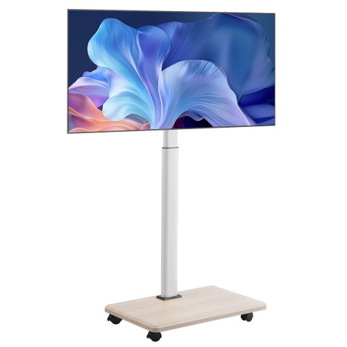 VEVOR Rolling TV Stand, Mobile TV Cart for 32-70 Inch Screens, 25° Left-Right Rotation and Height Adjustable TV Mount on Wheels, Holds up to 99 lbs fo