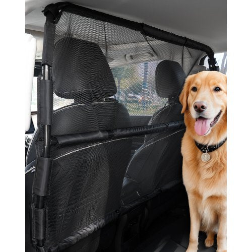 VEVOR Dog Car Barrier, 56" Wide Car Divider for Front Seats Installation, Vehicle Pet Barrier with See Through Net Mesh, Universal-Fit Dog Car Barrier
