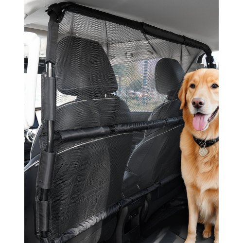 VEVOR Dog Car Barrier, 50" Wide Car Divider for Front Seats Installation, Vehicle Pet Barrier with See Through Net Mesh, Universal-Fit Dog Car Barrier