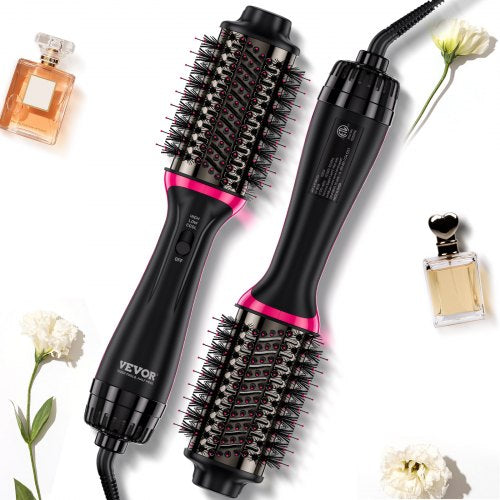 VEVOR Hair Blow Dryer Brush, 4 in 1 Ionic Hair Dryer Styler and Volumizer with Electroplated Titanium & 2.56" Ceramic Coating Oval Barrel, 3-Temp Hot
