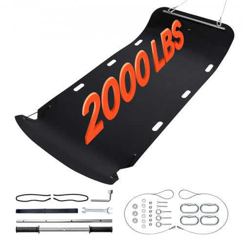 VEVOR Yard Drag Sled, 110 x 46 in, 2000lbs Heavy Duty Utility Sled, HDPE Drag Glider with Ropes & Pull Cable, Dual Use Game Hauler for Firewood Ice Fi