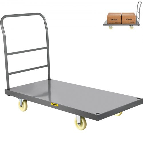 VEVOR Platform Truck, 907.2 kg Capacity Steel flatbed Cart, 119.4 cm Length x 61 cm Width x 81.3 cm Height Flat Dolly, Hand Trucks with 12.7 cm Nylon