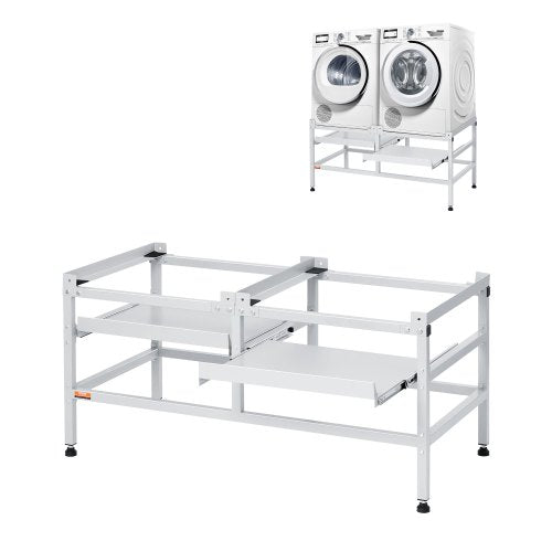 VEVOR Washing Machine Stand, 48.5x25-Inch Washer Laundry Pedestal, 590LBS Load Capacity Washer And Dryer Pedestal Base with Double Trays, 4 Adjustable