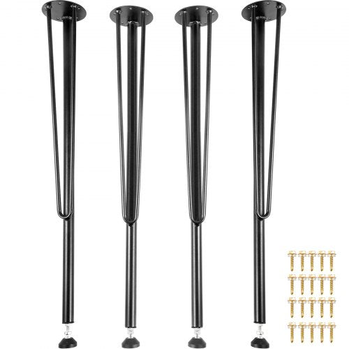 VEVOR Hairpin Metal Table Legs 28 Inch Desk Legs Set of 4 Heavy Duty Bench Legs 3-Rod Metal Furniture Legs Wrought Iron Coffee Table Legs Home DIY for