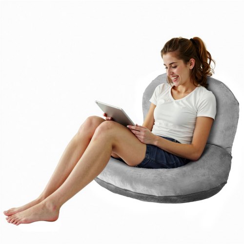 VEVOR Reading Pillow, Large Size U-Shaped Sitting up Pillow, Washable Bed Pillow with Soft Velvet, Bed Rest Back Pillow, Ideal for Reading, Gaming, Re