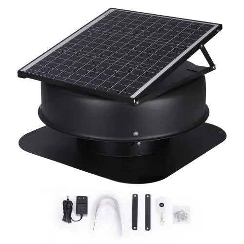 VEVOR Solar Attic Fan, 40 W, 1230 CFM Large Air Flow Solar Roof Vent Fan, Low Noise and Weatherproof with 110V Smart Adapter, Ideal for Home, Greenhou Matron Inn
