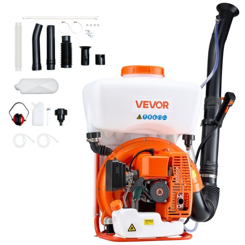 VEVOR Backpack Fogger Sprayer, 63CC 3HP Engine, Gas Powered Fogger Sprayer with 4 Gallon Tank, Powder and Liquid Mister Duster System for Effective Fl