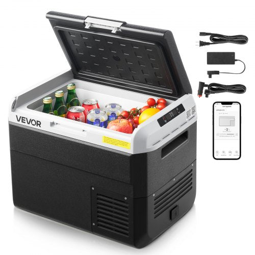 VEVOR 12 Volt Car Refrigerator, 31.7QT-30L Car Fridge, Portable Electric Cooler with -4℉~68℉ Adjustable Temperature, 12-24V DC and 100- 240V AC Compre