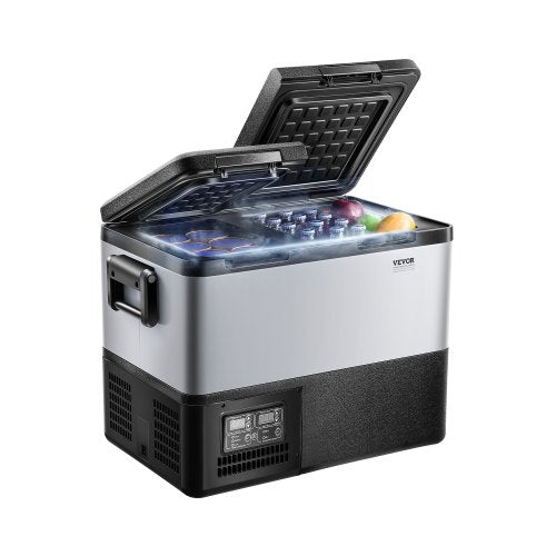 VEVOR Portable Car Refrigerator, 35L Car Refrigerator Fridge, 12V-24V-100-240V Dual Zone Portable Freezer, -18℃ to 10℃ Adjustable Temperature, Compres