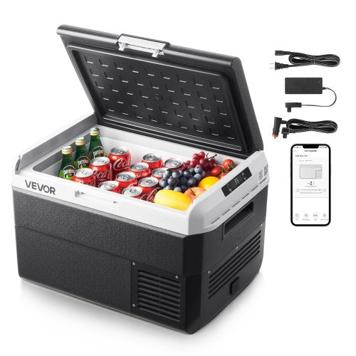 VEVOR 12 Volt Car Refrigerator, 42.3QT-40L Car Fridge, Portable Electric Cooler with -4℉~68℉ Adjustable Temperature, 12-24V DC and 100- 240V AC Compre