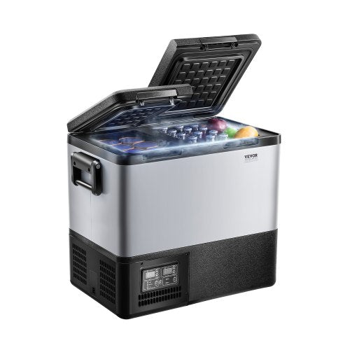 VEVOR Portable Car Refrigerator, 45L Car Refrigerator Fridge, 12V-24V-100-240V Dual Zone Portable Freezer, -18℃ to 10℃ Adjustable Temperature, Compres