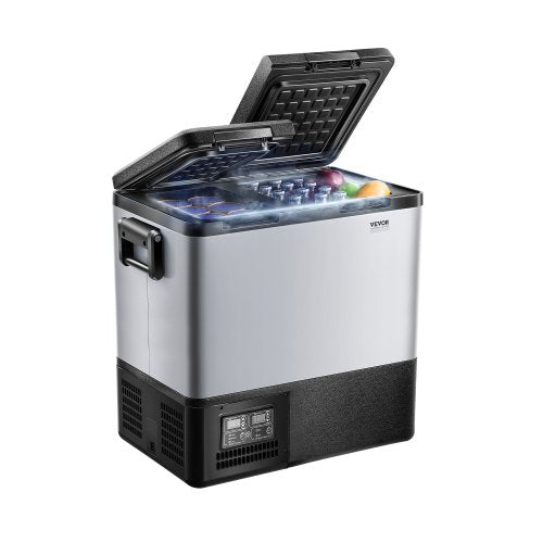 VEVOR Portable Car Refrigerator, 55L Car Refrigerator Fridge, 12V-24V-100-240V Dual Zone Portable Freezer, -18℃ to 10℃ Adjustable Temperature, Compres
