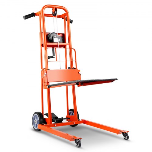 VEVOR Material Lift Winch Stacker, 330 lbs Capacity Pallet Truck Dolly, 42.9 in Max Lifting Height Manual Winch Stacker, Multifunctional Manual Pallet
