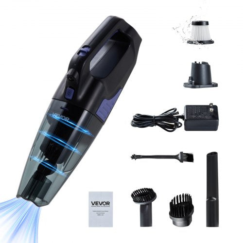 VEVOR Handheld Vacuum, Portable Vacuum Cleaner Cordless with HEPA Filter and Brushes, Lightweight Hand Held Cleaner with Powerful Suction, for Car, Ho