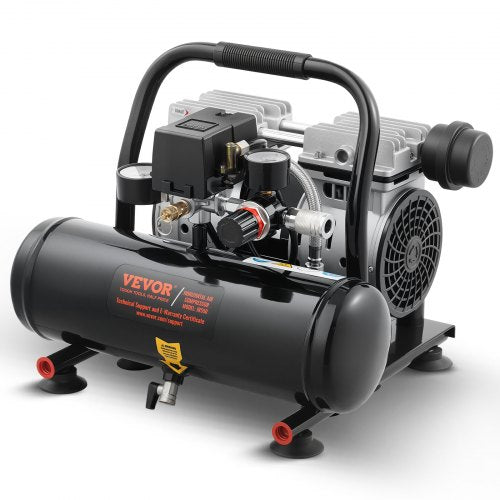 VEVOR Air Compressor, 4L Steel Tank, 1HP 1.5 CFM 7bar Oil Free Air Compressor & Max. 120PSI Pressure, 68dB Ultra Quiet Portable Compressor, for Auto R