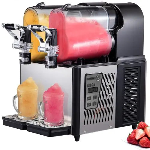 VEVOR Margarita Machine, 3LX2 Tank Slushy Machine Commercial, 340W Frozen Margarita Machine with Temperature Preservation, Stainless Steel Home Slush Matron Inn