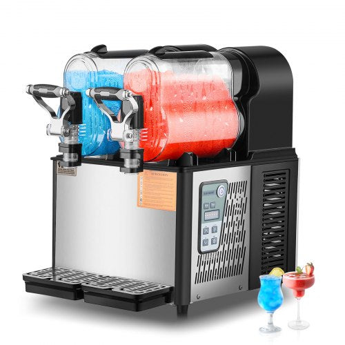 VEVOR Margarita Machine, 3LX2 Tank Slushy Machine Commercial, 340W Frozen Margarita Machine with Temperature Preservation, Stainless Steel Home Slush