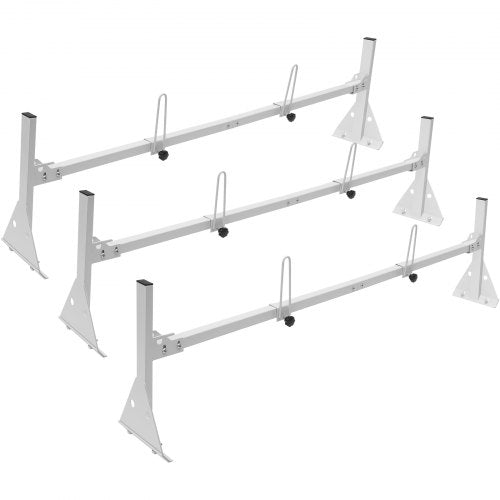 VEVOR Van Roof Ladder Rack, 3 Bar Alloy Steel Ladder Racks with Ladder Stoppers, 340 kg Capacity, Adjustable Roof Racks for Full-size Vans with Rain G