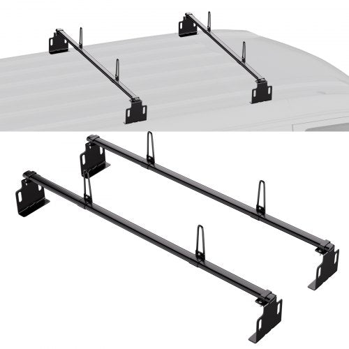 VEVOR Trailer Ladder Rack, 60" 2 Crossbars Ladder Roof Rack, Heavy-duty Steel Van Roof Ladder Rack, 500 lbs Capacity Van Ladder Rack, Fit for Universa