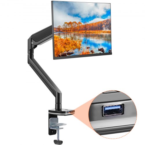 VEVOR Single Monitor Mount, Supports 13"-35" Screen, Fully Adjustable Gas Spring Monitor Arm, Holds up to 26.4 lbs, Computer Monitor Stand Holder with