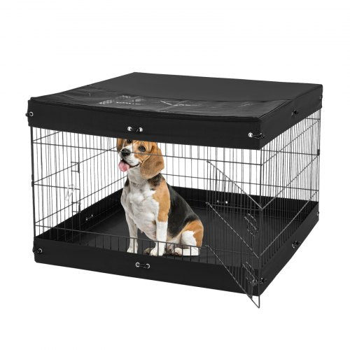 VEVOR Dog Playpen, 4 Pcs 24 x 36 in Panels Foldable Metal Pet Exercise Pen, Dog Fence Indoor and Outdoor Pen with Door, Top Cover, and Bottom Pad, Pet