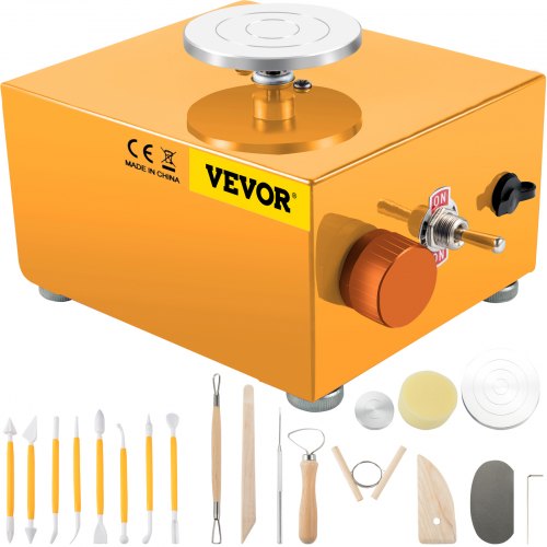 VEVOR Mini Pottery Wheel, 30W 0-2000 RPM Ceramic Wheel, Adjustable Speed DIY Clay Machines, Electric Sculpting Kits with 3 Turntables Trays and 16pcs 