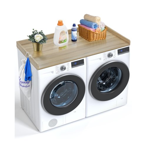 VEVOR Washer Dryer Countertop, 54" x 27" Wooden Washer and Dryer Countertop, Water-Resistant Laundry Machine Topper Cover with Anti-Slip Pads, for Lau