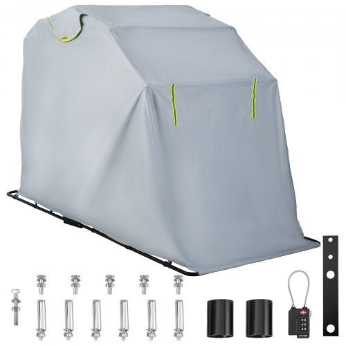 VEVOR Motorcycle Shelter, Waterproof Motorcycle Cover, Heavy Duty Motorcycle Shelter Shed, 420D Oxford Motorbike Shed Anti-UV, 133.9"x53.9"x76.8" Grey