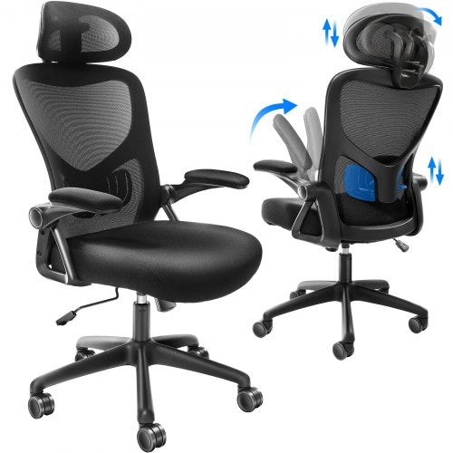 VEVOR Office Chair with Adjustable Lumbar Support, High Back Ergonomic Desk Chair with Adjustable Headrest, 2D Armrest, Ergonomic Office Chair Backres