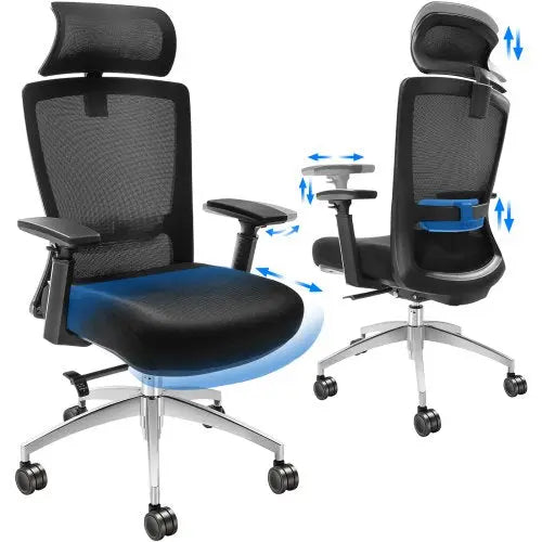 VEVOR Ergonomic Office Chair with Slide Seat, Desk Chair with Mesh Seat, Angle and Height Adjustable Home Office Chair with Back and Lumbar Support, S Matron Inn