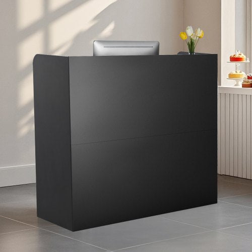 VEVOR Reception Desk, 47 Inch Rectangular Front Counter Table, Office Reception Counter with Lockable Drawer and Storage Cabinet, for Checkout, Lobby,