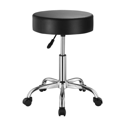 VEVOR Rolling Stool with Wheels, 450 LBS Weight Capacity Round Rolling Stool Chair, Height Adjustable Thickened PU Leather Swivel Stool for Salon, Spa