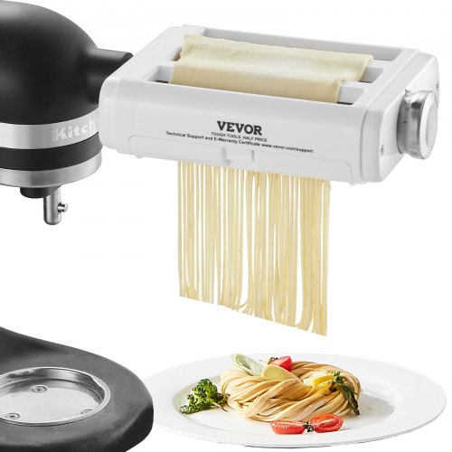 VEVOR Pasta Attachment for KitchenAid Stand Mixer, 3-IN-1 Stainless Steel Pasta Roller Cutter Set Including Pasta Sheet Roller, Spaghetti and Fettucci