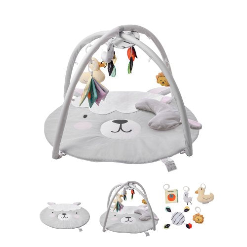 VEVOR Baby Play Gym Mat, Tummy Time Mat with 5 Sensory Toys, Baby Activity Mat with Light-up Musical Duck Toy for 0-18 Months Newborn Infant, Baby Ess