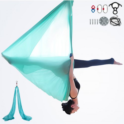 VEVOR Aerial Silk, 11yd * 9.2ft Aerial Yoga Swing Set Yoga Hammock Kit - Antigravity Ceiling Hanging Yoga Sling - Carabiners, Daisy Chain, Inversion S