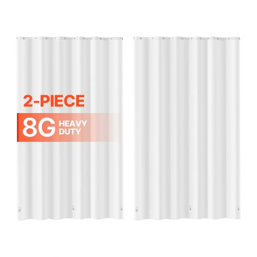 VEVOR Shower Curtain Liner, 8G Heavy-Duty PEVA Shower Liner, 2-Pack Waterproof Plastic Liners with 3 Magnets and 12 Rust-Resistant Metal Grommet, for