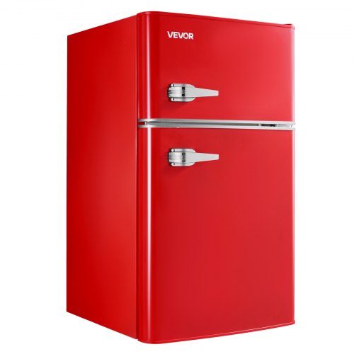 VEVOR Mini Fridge with Freezer, 3.2 Cu.Ft, Two Door Compact Refrigerator with Adjustable Temperature, Glass Shelf, Energy Efficient Dorm Fridge, Low N